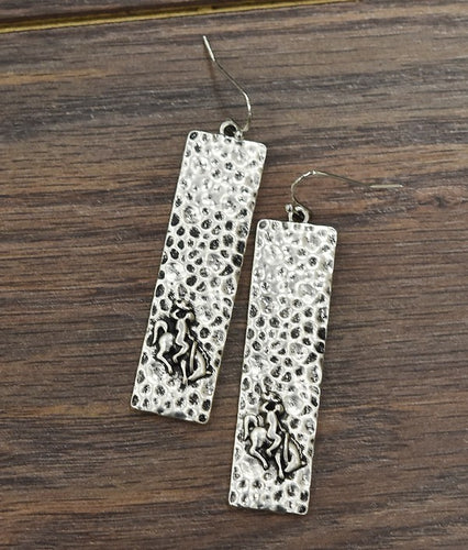 THE HAMMERED SILVER BRONC EARRINGS