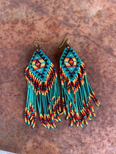 Load image into Gallery viewer, THE MULTI-COLORED AZTEC BEADED TASSEL EARRING