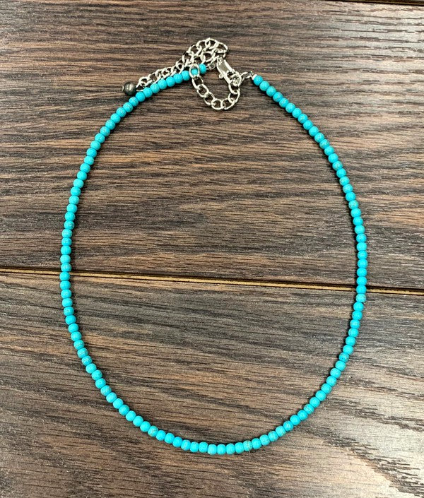 THE 4MM TURQUOISE BEADED NECKLACE