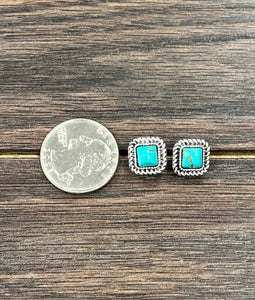 THE SQUARE TURQUOISE STUD EARRINGS
