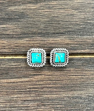 Load image into Gallery viewer, THE SQUARE TURQUOISE STUD EARRINGS