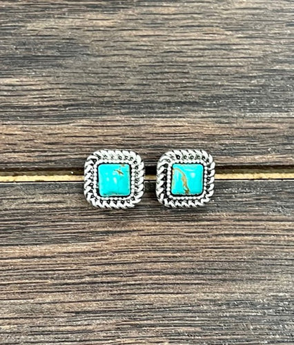 THE SQUARE TURQUOISE STUD EARRINGS