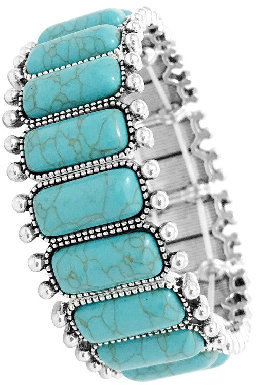 THE TURQUOISE RECTANGLE STRETCH BRACELET