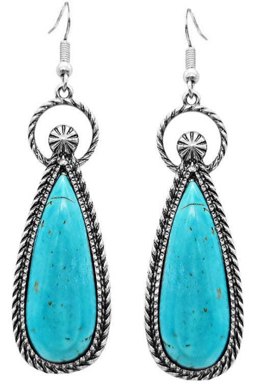 THE TEARDROP TURQUOISE CABLE EARRING