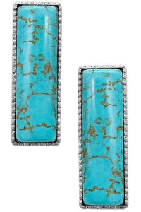 THE RECTANGLE TURQUOISE STUD EARRINGS