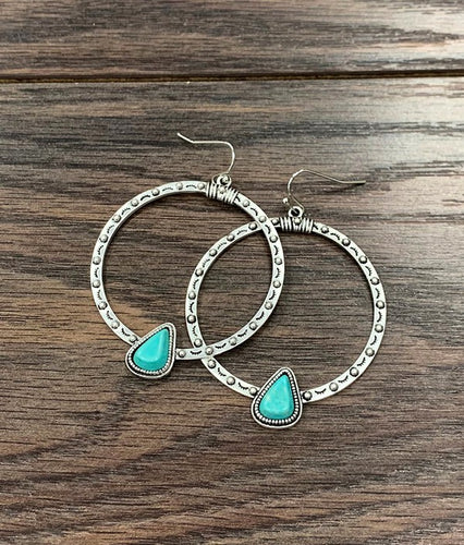 THE TEAR DROP STONE HOOP EARRINGS