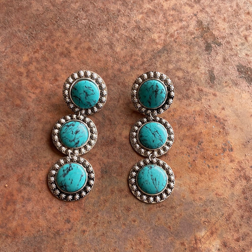 THE 3 TURQUOISE DROP STONE EARRINGS
